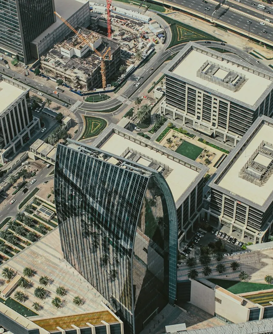Aerial view of Dubai's business district